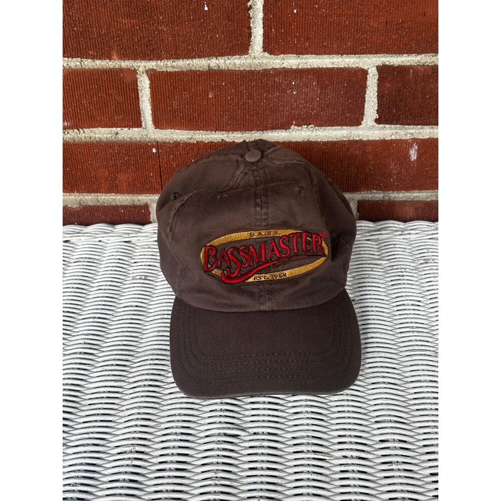 Vintage B.A.S.S. Bassmaster Adjustable Dad Hat Brown Embroidered Fishing Cap